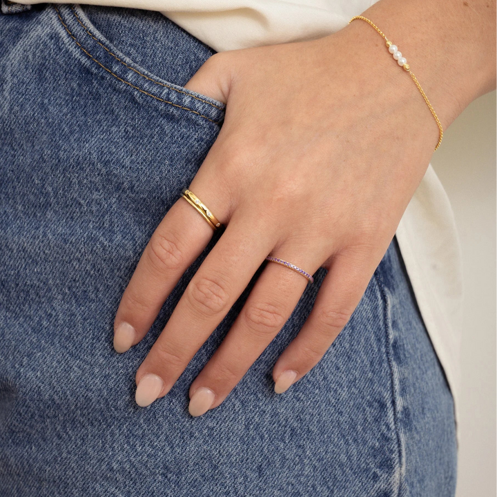 Silver Eternity Birthstone Ring