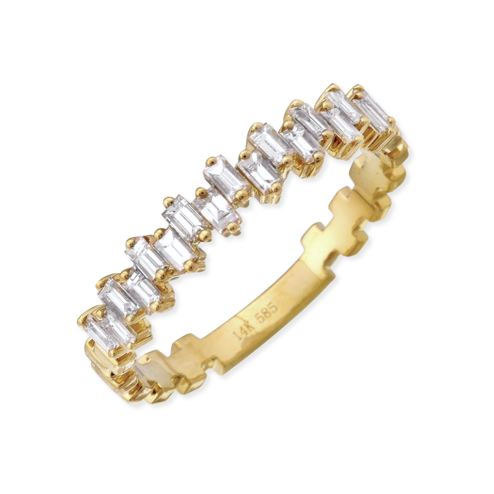 14K Baguette Zig Zag Diamond Ring
