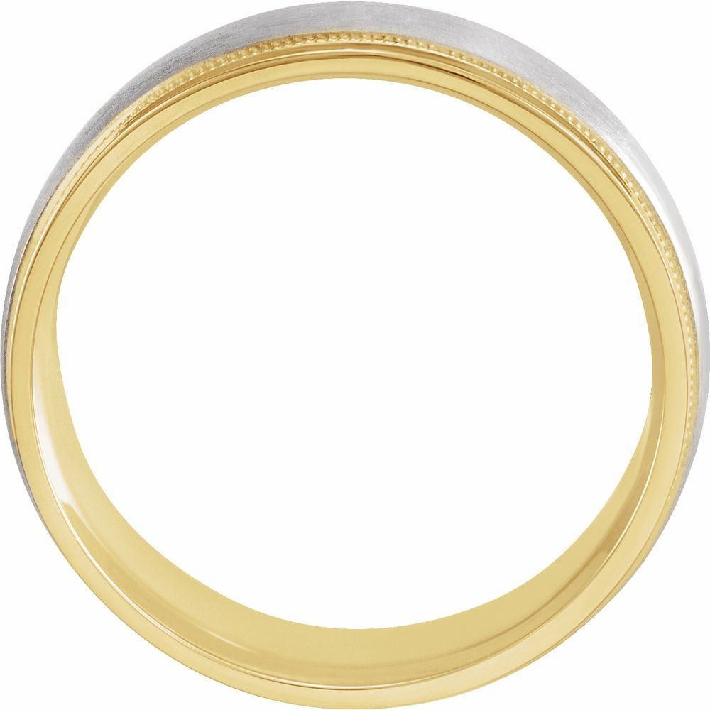 14K Two-Tone Flat Edge Milgrain Band