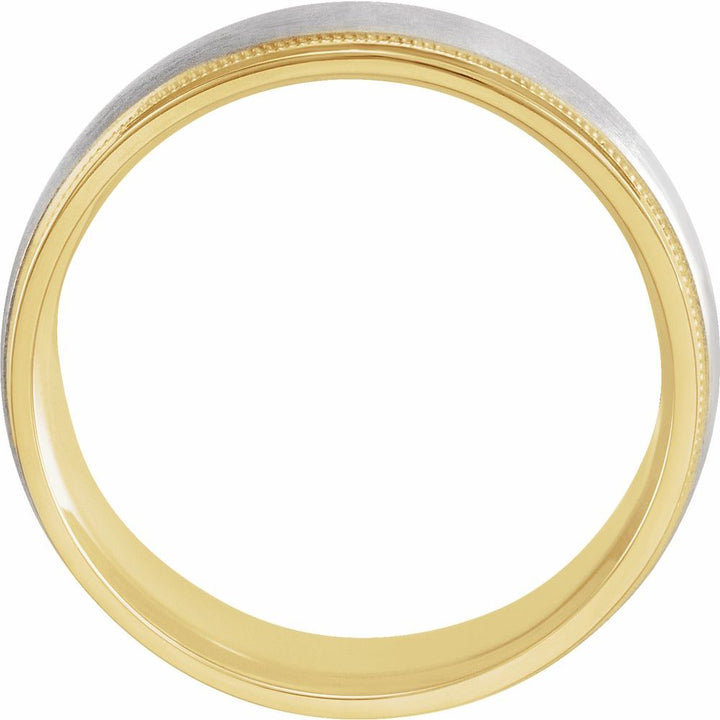 14K Two-Tone Flat Edge Milgrain Band