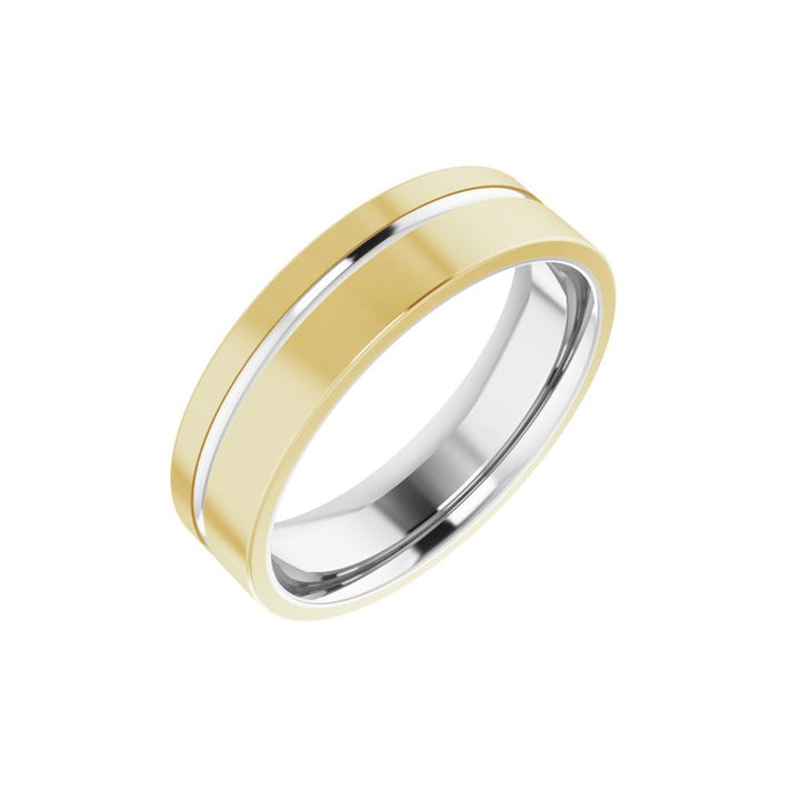 14K Two-Tone Off-Centered Groove Band