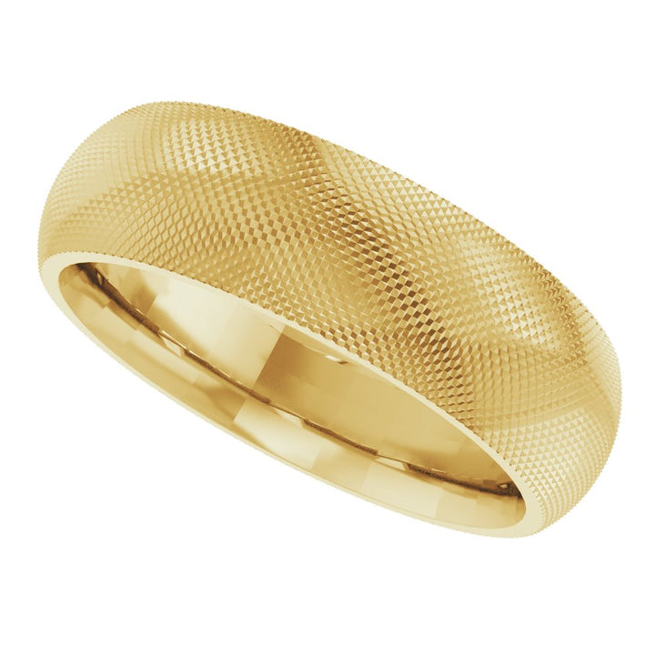 14K Half Round Knurl Design Band
