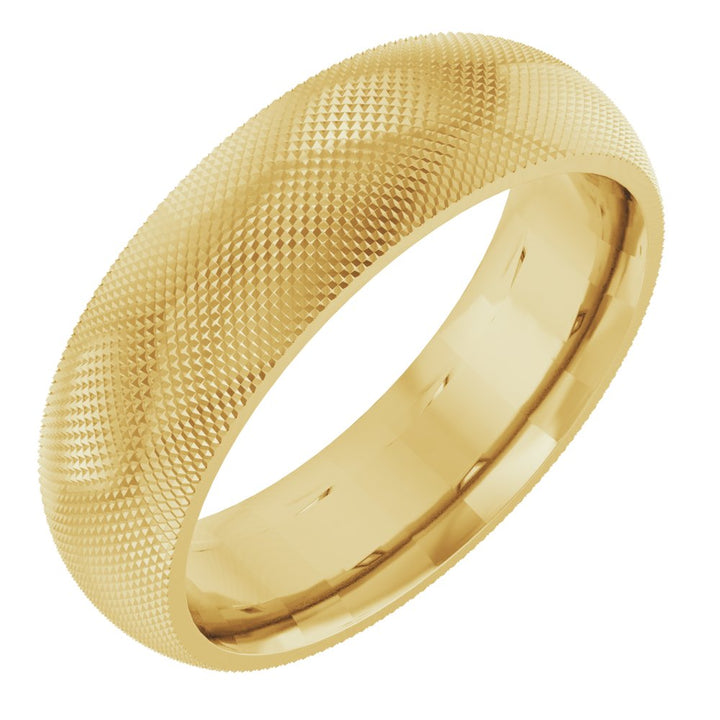 14K Half Round Knurl Design Band