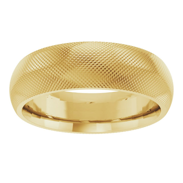 14K Half Round Knurl Design Band