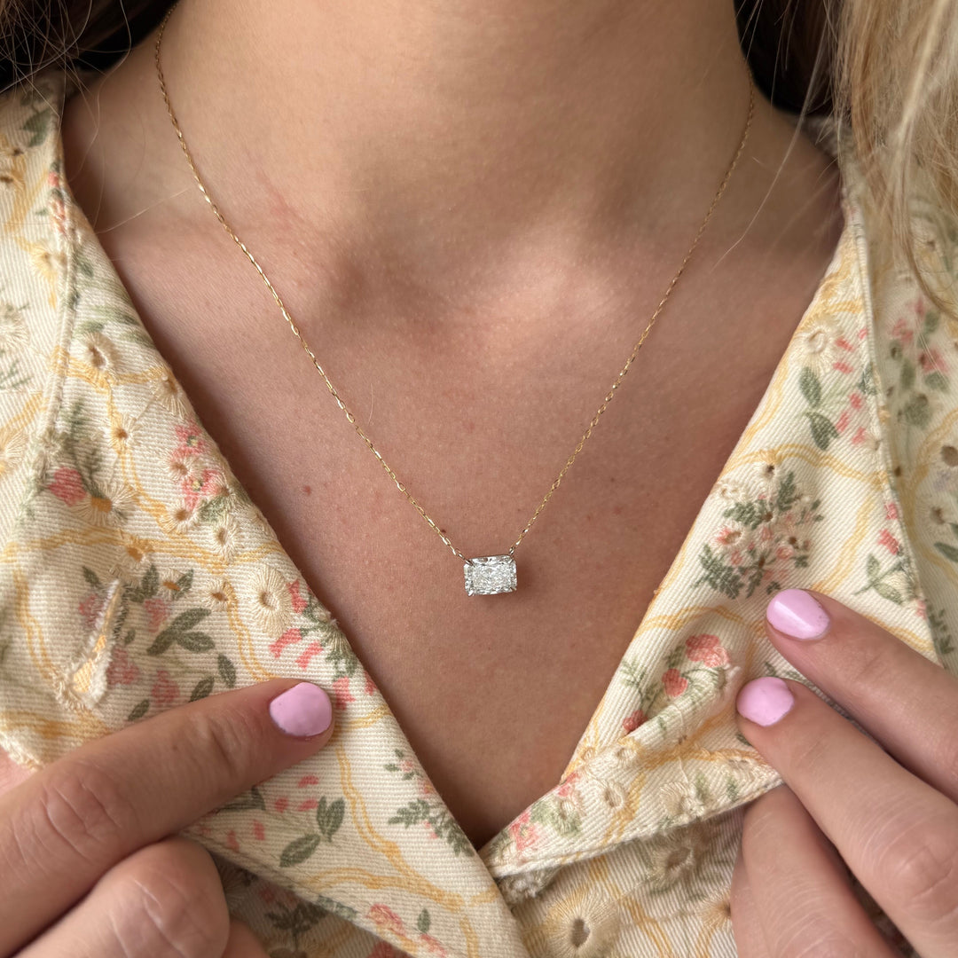 14K Two-Tone Radiant Lab Grown Diamond Solitaire Necklace