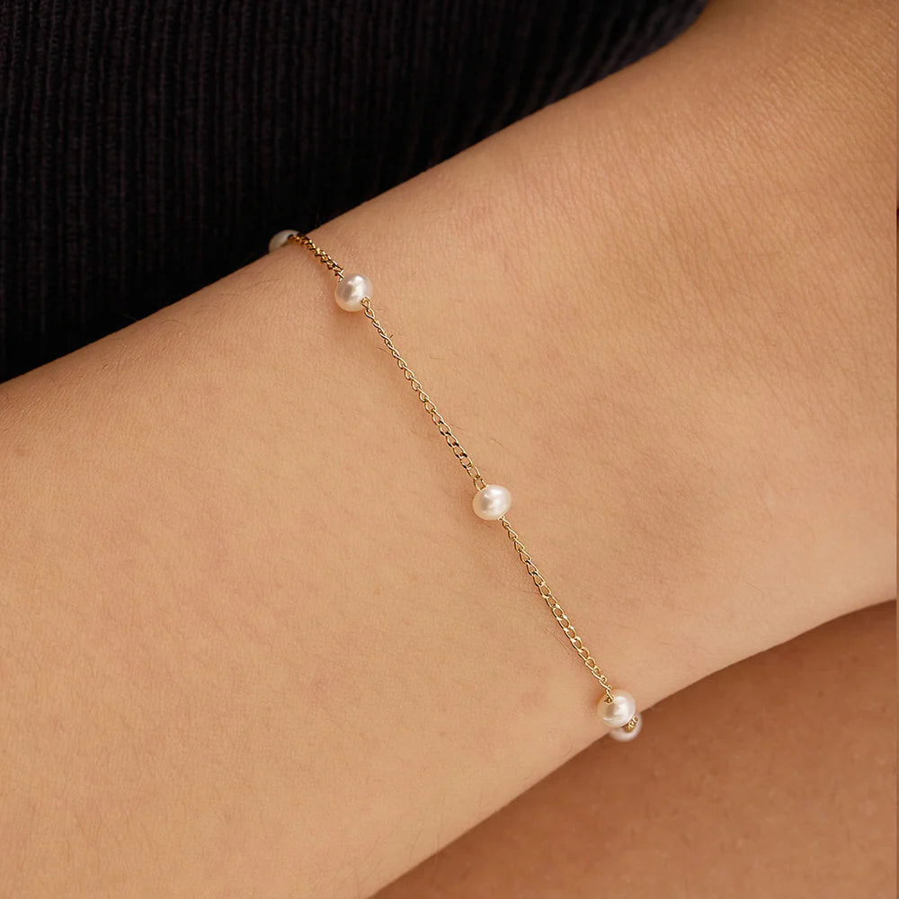 14K Pearl Station Bracelet