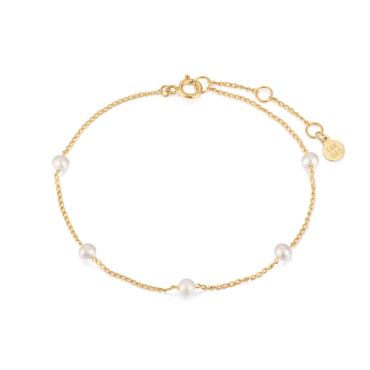 14K Pearl Station Bracelet