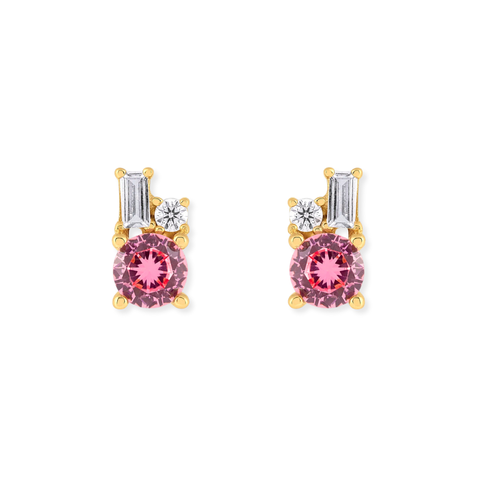 Round & Baguette Cluster Studs