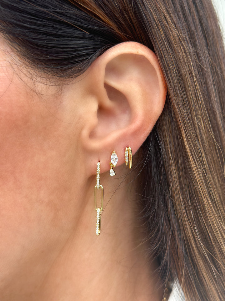 Pave Oval Link Drop Earrings