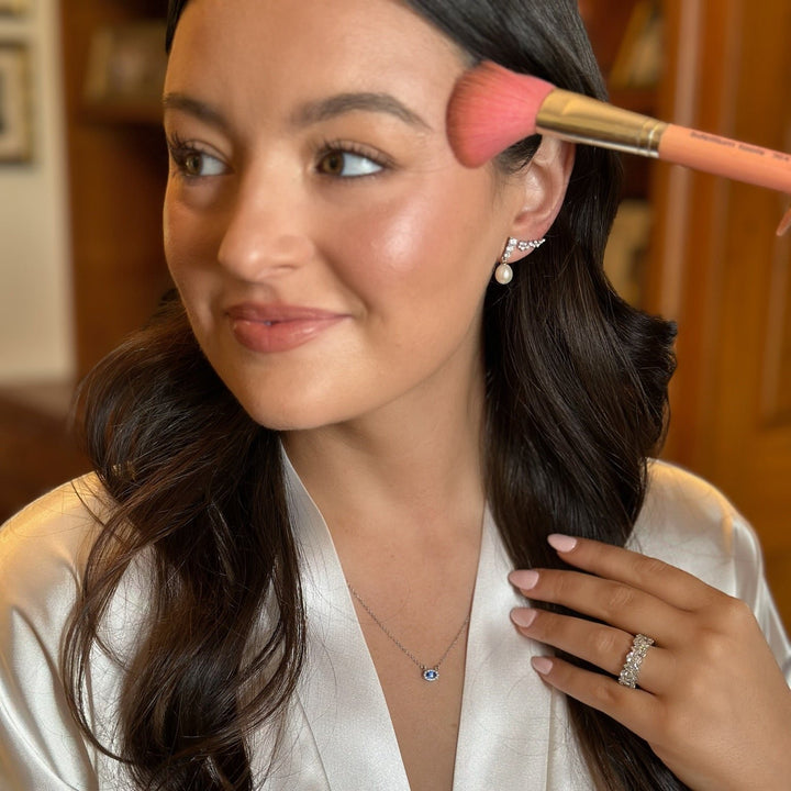 Cultured Freshwater Pearl & CZ Dangle Earrings