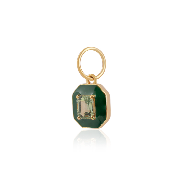 14K Green Sapphire Enamel Pendant