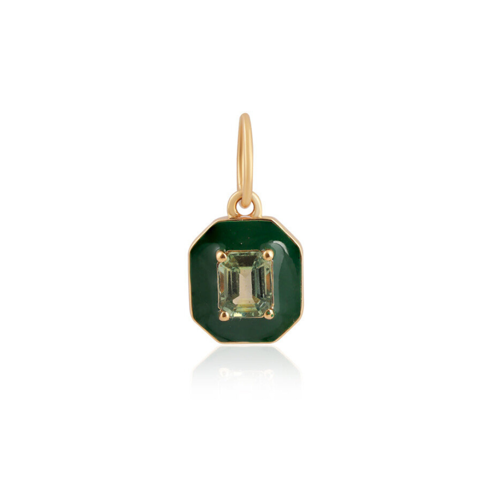 14K Green Sapphire Enamel Pendant
