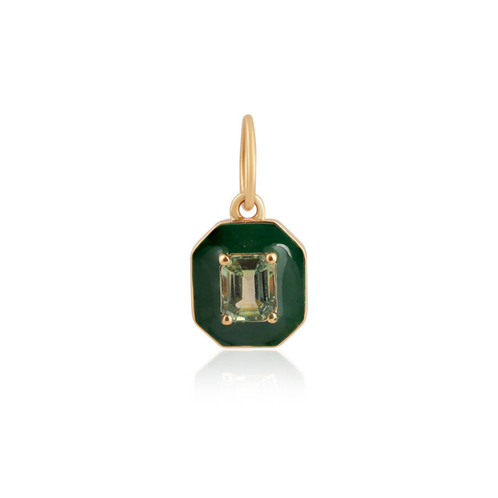 14K Green Sapphire Enamel Pendant
