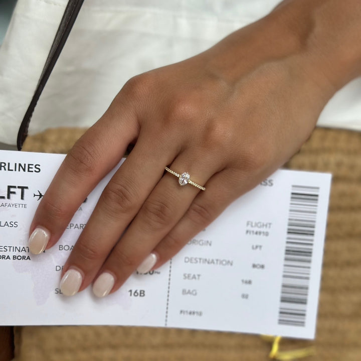 Accented Oval Compass Travel Ring