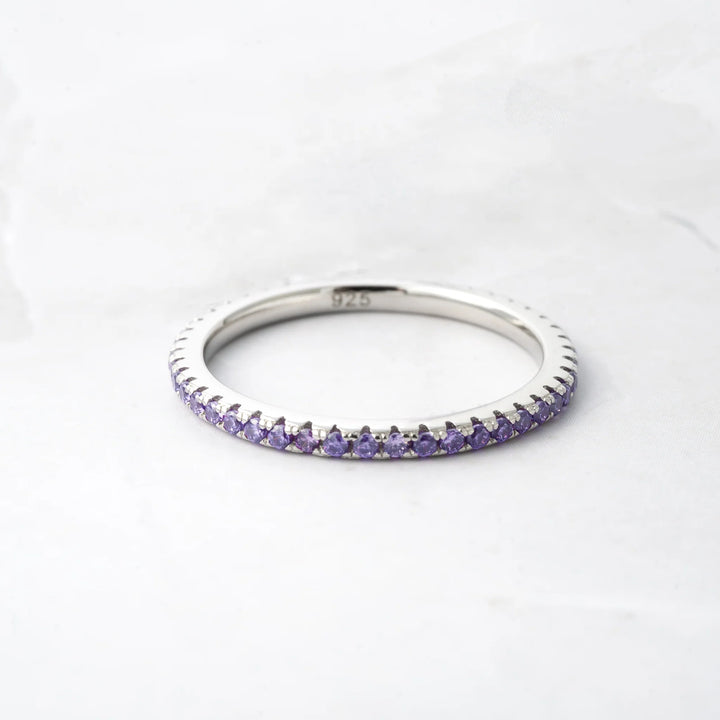 Silver Eternity Birthstone Ring