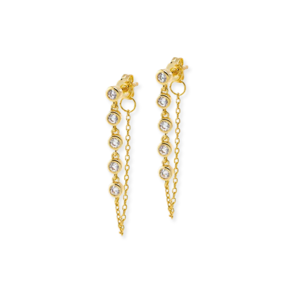 Bezel Chain Drop Earrings