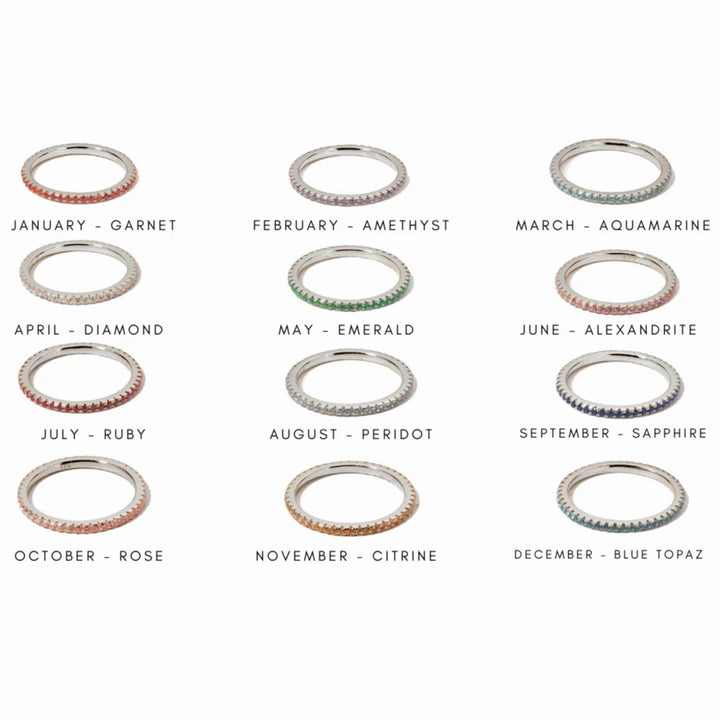 Silver Eternity Birthstone Ring