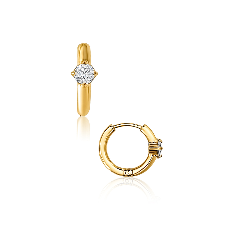 Solitaire Huggie Hoops
