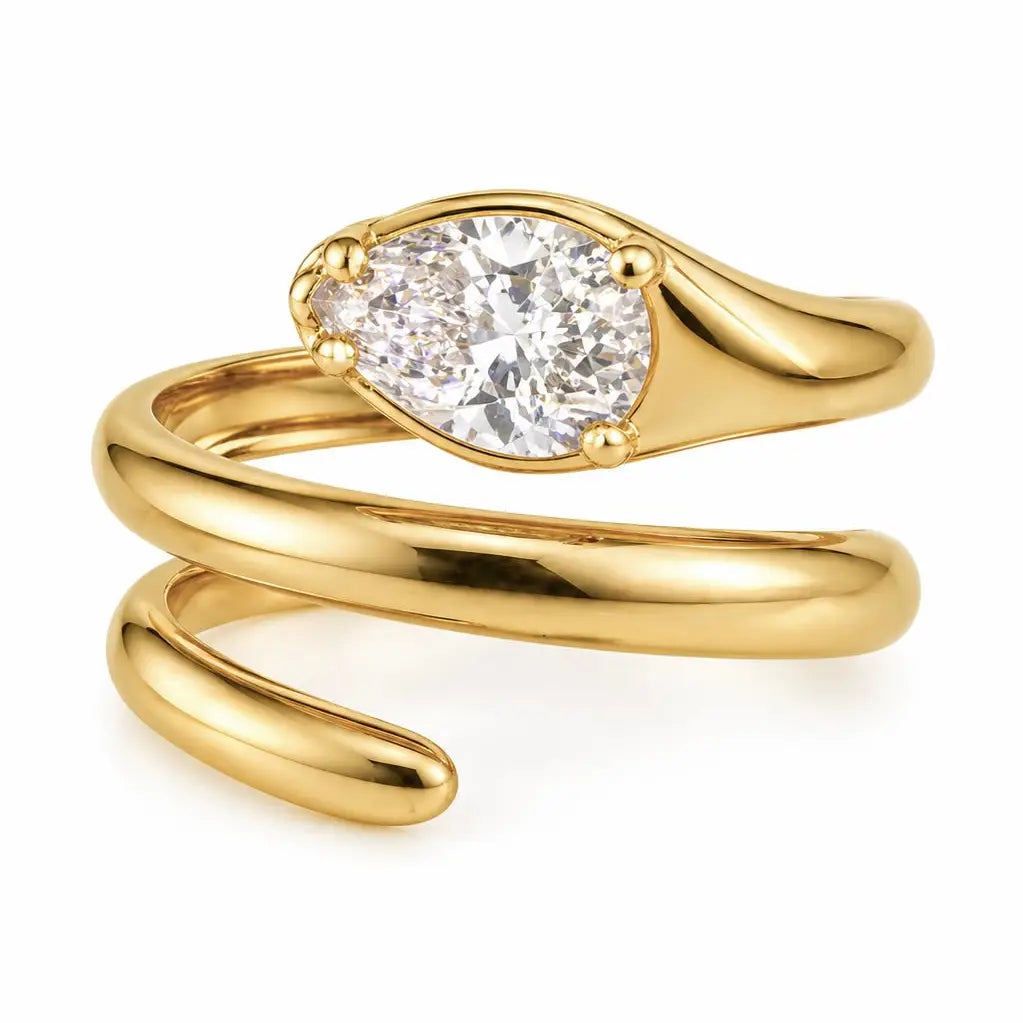 Sideways Pear Wrap Ring
