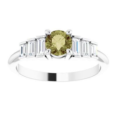 14K Natural Gemstone & 1/3 CTW Natural Diamond Ring