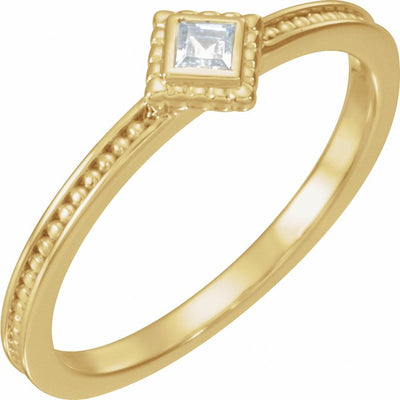 14K Princess-Cut Gemstone Stack Ring