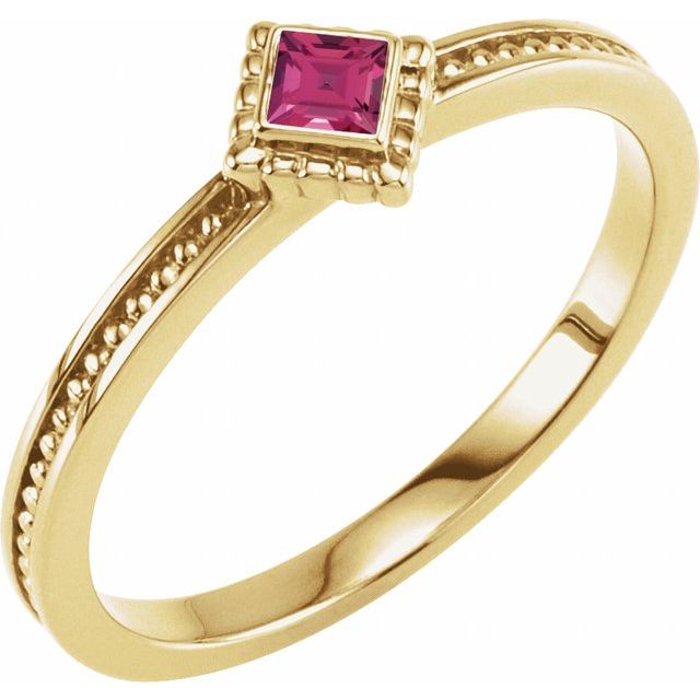 14K Princess-Cut Gemstone Stack Ring