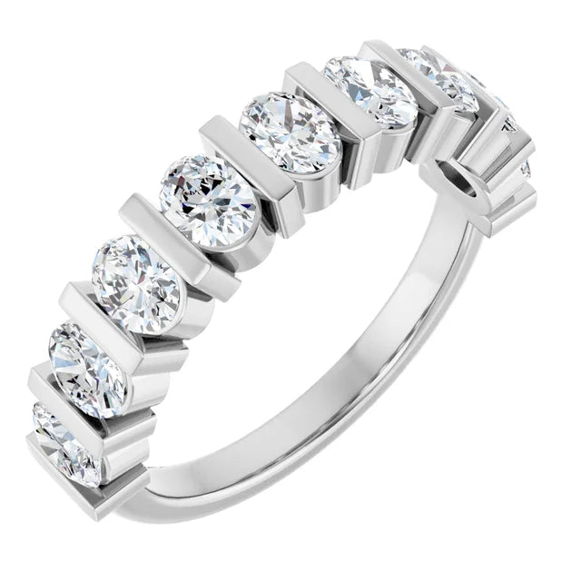 14K 1 3/8 CTW Oval Lab Grown Diamond Anniversary Band