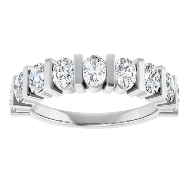 14K 1 3/8 CTW Oval Lab Grown Diamond Anniversary Band