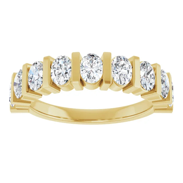 14K 1 3/8 CTW Oval Lab Grown Diamond Anniversary Band