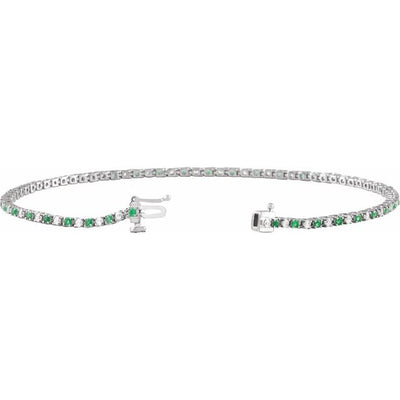14K Natural Gemstone and 5/8 CTW Natural Diamond Line Bracelet