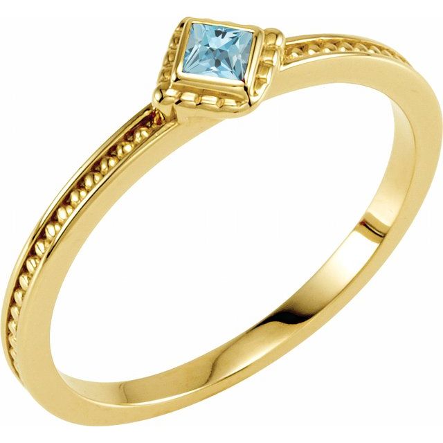 14K Princess-Cut Gemstone Stack Ring
