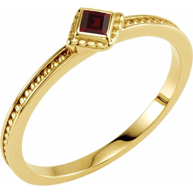 14K Princess-Cut Gemstone Stack Ring