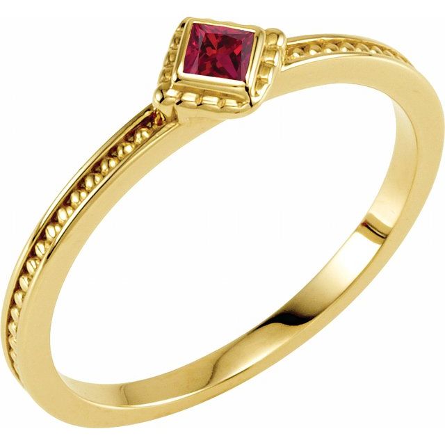 14K Princess-Cut Gemstone Stack Ring