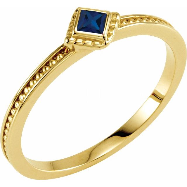 14K Princess-Cut Gemstone Stack Ring