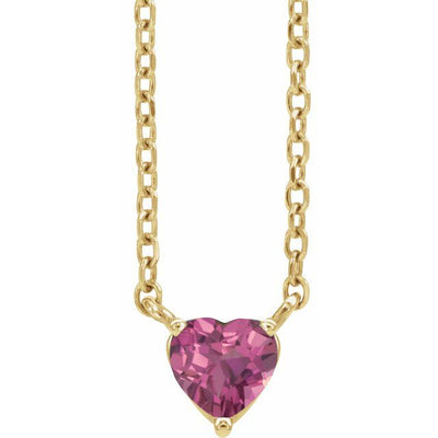 14K Gemstone Heart Necklace