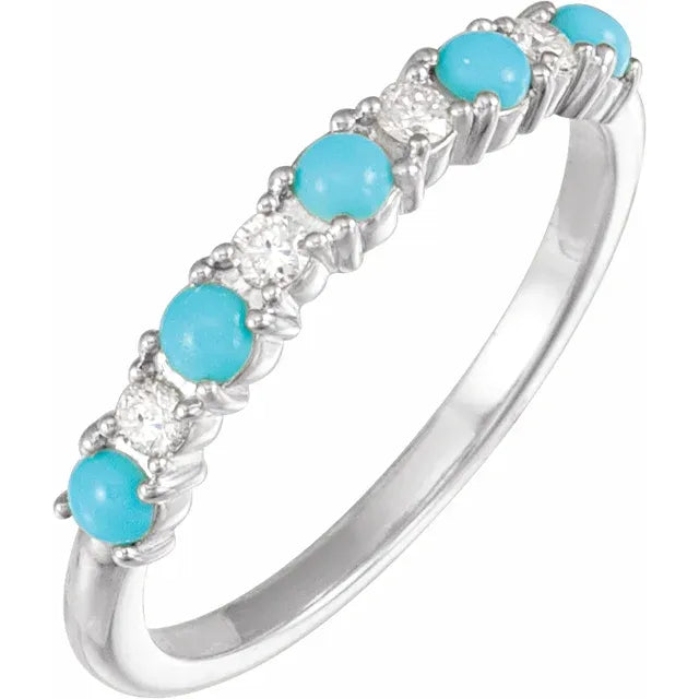 14K Natural Gemstone & 1/8 CTW Natural Diamond Ring