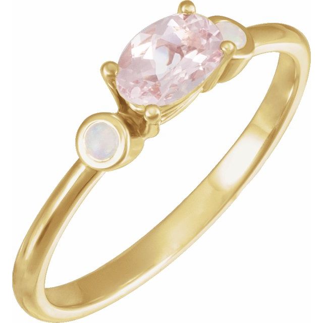 14K Gemstone Oval Accented Ring
