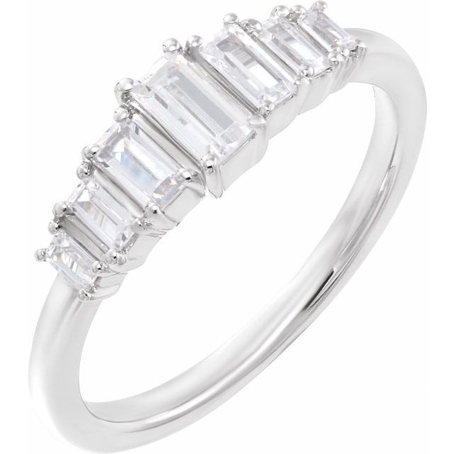 14K 1/2 CTW Lab Grown Graduated Baguette Diamond Ring