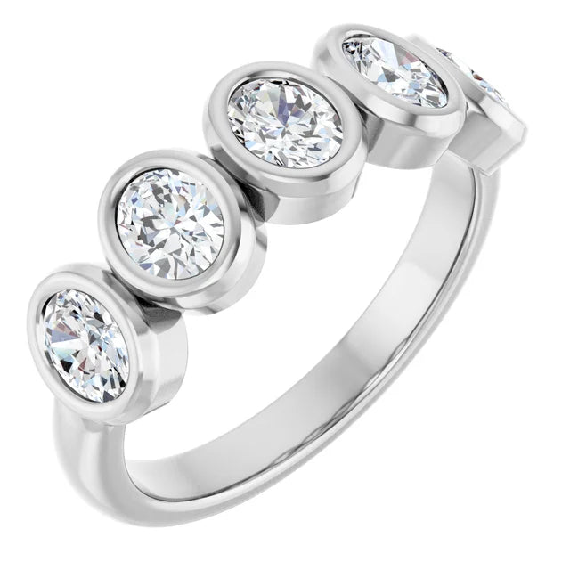 10K Oval Bezel Diamond Anniversary Band