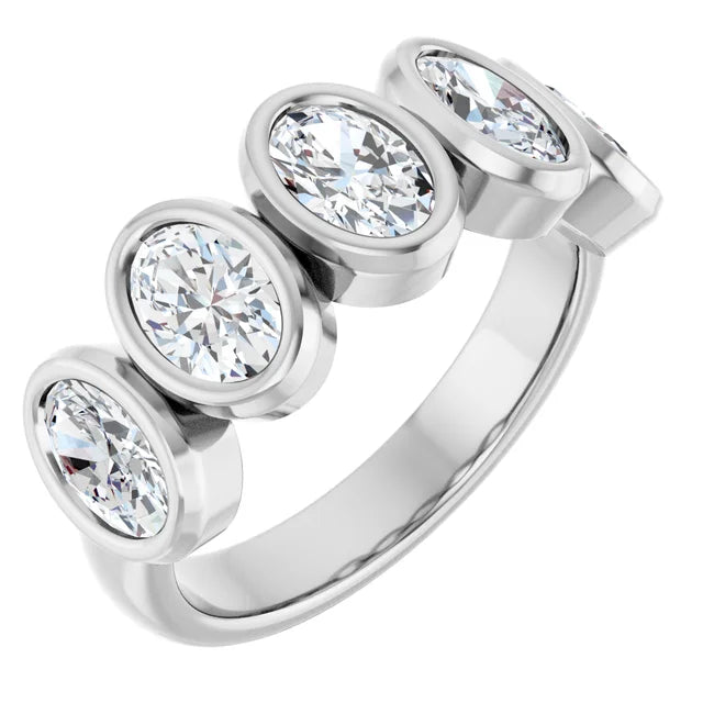 10K Oval Bezel Diamond Anniversary Band