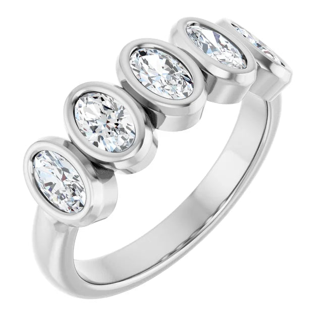 10K Oval Bezel Diamond Anniversary Band