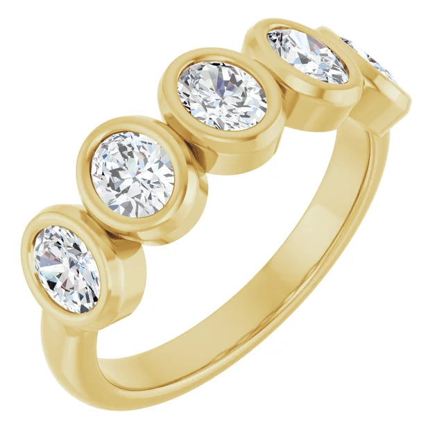 10K Oval Bezel Diamond Anniversary Band