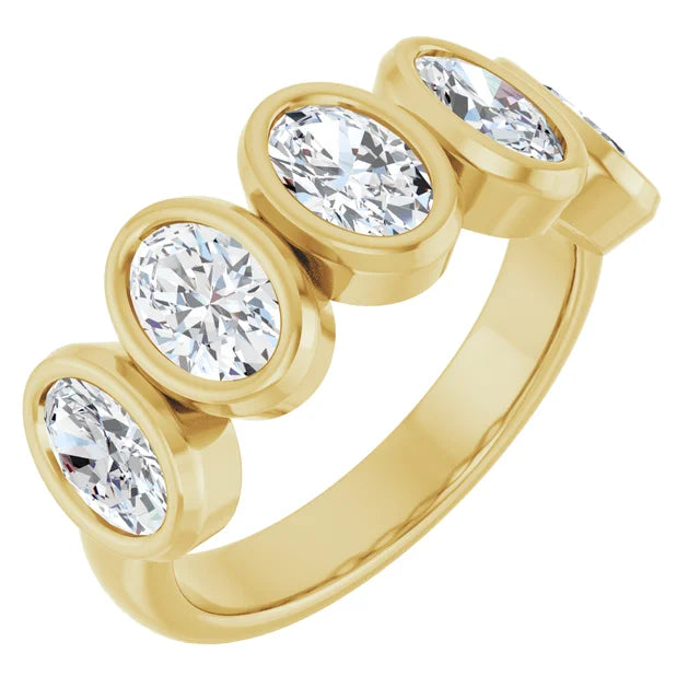 10K Oval Bezel Diamond Anniversary Band