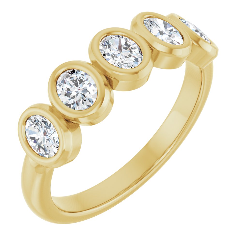 10K Oval Bezel Diamond Anniversary Band
