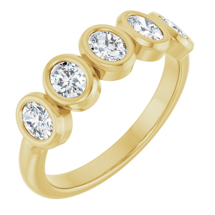10K Oval Bezel Diamond Anniversary Band