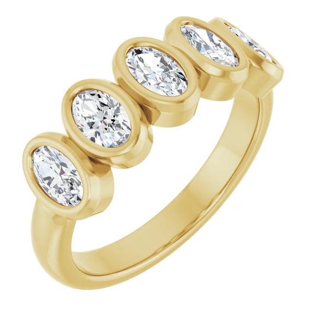 10K Oval Bezel Diamond Anniversary Band