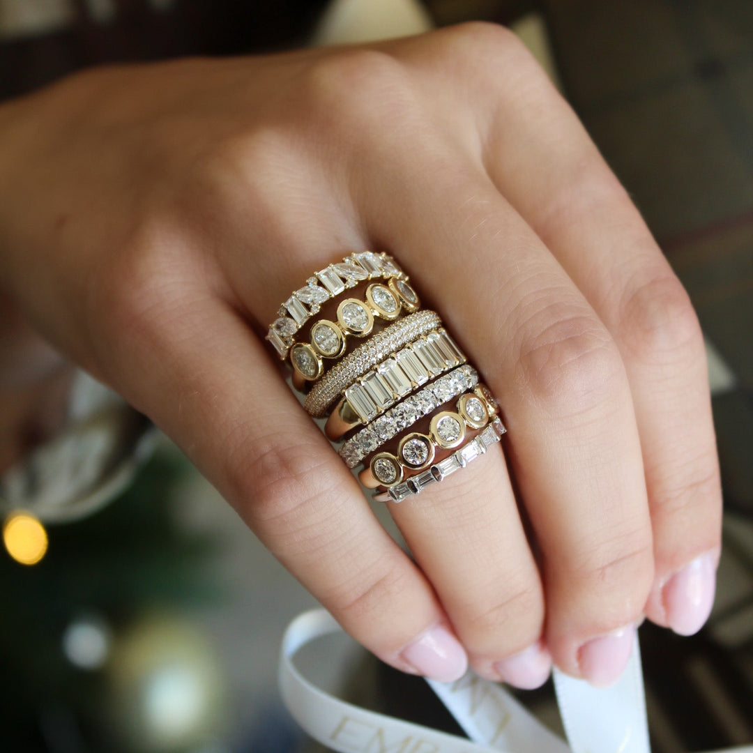 14K Multi-Shape Diamond Cluster Anniversary Band