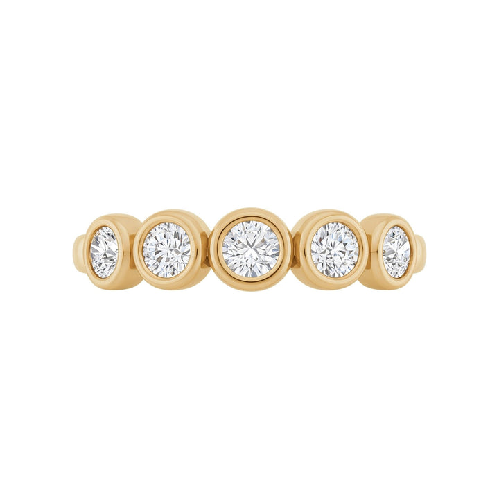 10K Round Bezel Diamond Anniversary Band – 10K Yellow Gold – Front