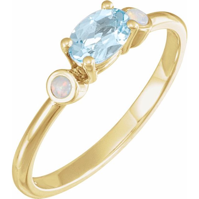 14K Gemstone Oval Accented Ring