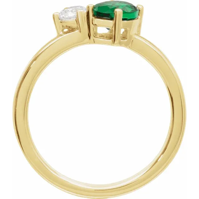 14K Gemstone & Diamond Toi et Moi Ring